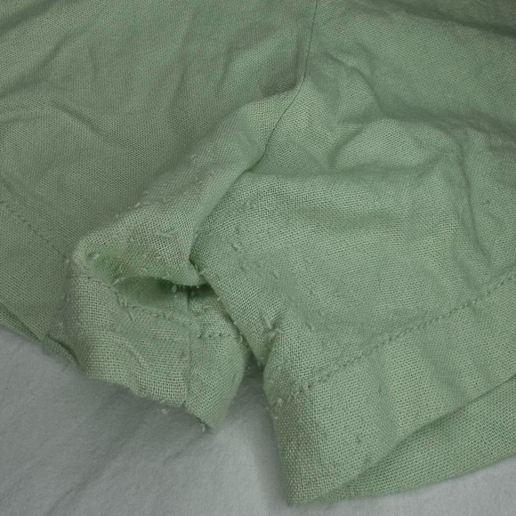 April Kiss Linen Beach Shorts Lime Green with Waist Tie • Size: Large - Picture 9 of 9